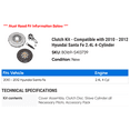 thumbnail image 2 of Clutch Kit - Compatible with 2010 - 2012 Hyundai Santa Fe 2.4L 4-Cylinder 2011, 2 of 2
