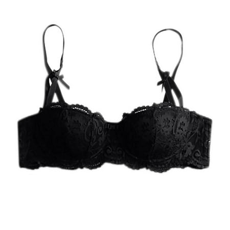 Arnsht Women Lace Push Up Bras Thin Style Ventilate Large Size Thick Padded Plunge Cleavage Underwire Bra Black 38/85