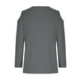 thumbnail image 6 of ZyeKqe Cold Shoulder Tops for Women 3/4 Sleeve Shirts Casual Crewneck Top Solid Color Going out Tops Loose Fitted Blouses, 6 of 6