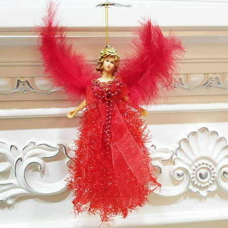 Angel Hair Christmas Decoration Uk Christmas Pendants Angel Dolls With Feather Wings Decorative Hanging Figurine Ornaments Holiday Gift Decorations ()