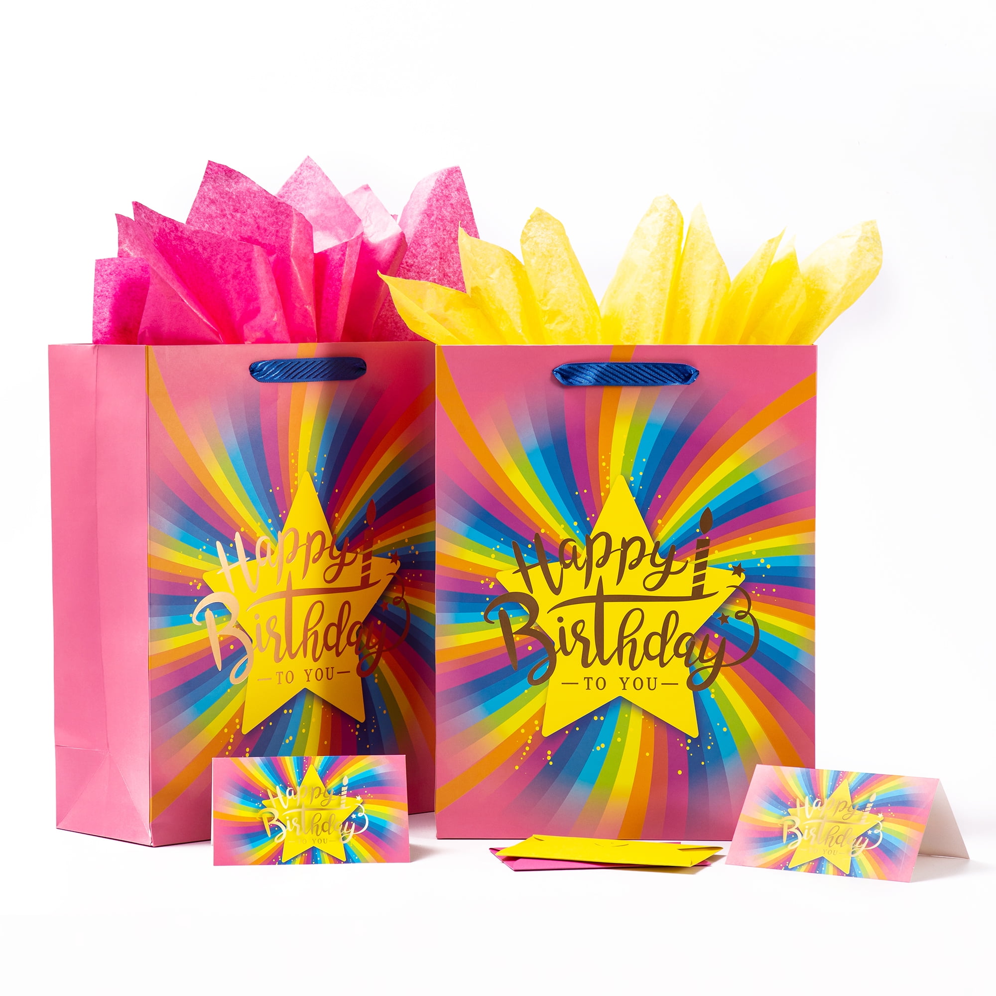 MIXMECY 16.5" Large and Extra Large Gift bags for Birthday Party with Tissue Paper, Card