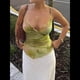 thumbnail image 4 of Blusas Florales Y2K para Mujer, Cuello en V, Dobladillo Irregular, Sin Mangas, Tirantes Finos Verde L, 4 of 9