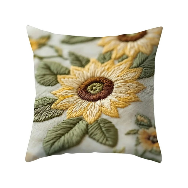 Throw Pillow Cover 18 Inch Short Lint Embroidered Decorative Square Pillowcase For Sofa Bedroom Living Room Home Decoration