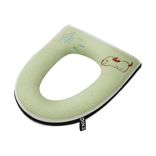 Cojín de Espuma para Asiento de Inodoro, Suave, Acolchado y Cálido, para Inodoros Redondos y Alargados | Funda Lavable con Cremallera Extraíble y Puntos Antideslizantes | Bonita Decoración Bordada pa