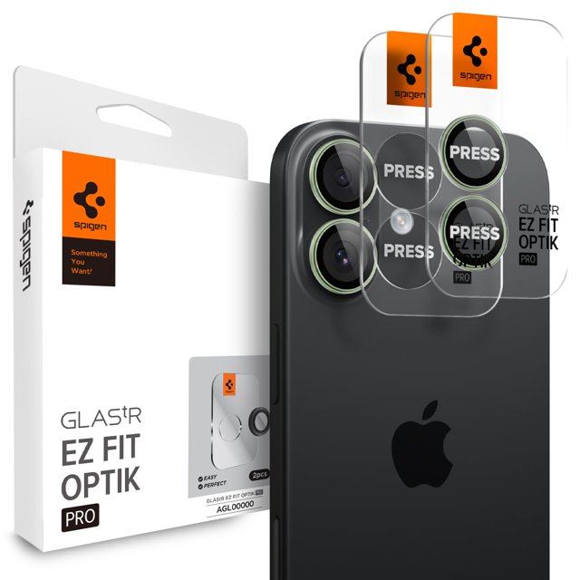 Protector de lente de cámara Spigen GlaStar EZ Fit Optik Pro para iPhone 17, paquete de 2