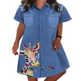 thumbnail image 2 of Robe Midi Décontractée Grande Taille pour Femmes, Robe d'Été en Denim Boutonnée, 2 of 2