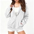 thumbnail image 2 of SDNall Girls Teen Full Zip Hooded Jacket, Solid Cotton Casual Loose Outerwear Tops, Everyday School Outdoor Outerwear Coat with Pockets 5-15 Years, 2 of 8