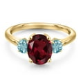 thumbnail image 3 of Gem Stone King 10K Yellow Gold Red Rhodolite Garnet and Blue Zircon Engagement Ring for Women | 3.00 Cttw | Oval 9X7MM | Gemstone January Birthstone | Size 5, 3 of 6
