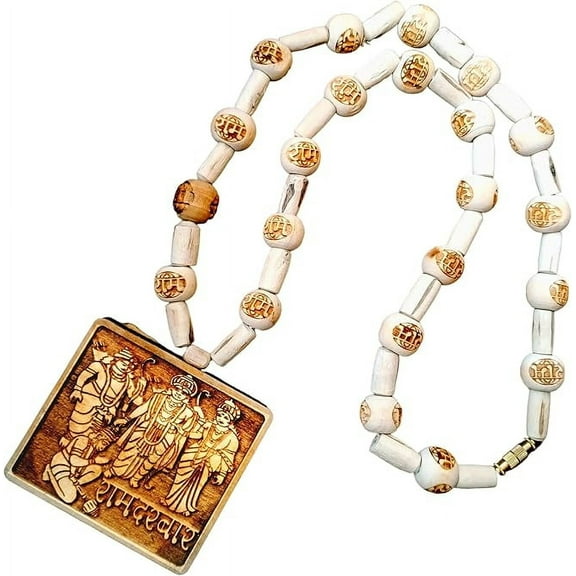 Genuine Holy Basil Bead Ram Darbar Necklace with 22 Carved Ram Beads – Original Tulasi Mala for Men & Women | Meditation Mantra Mala