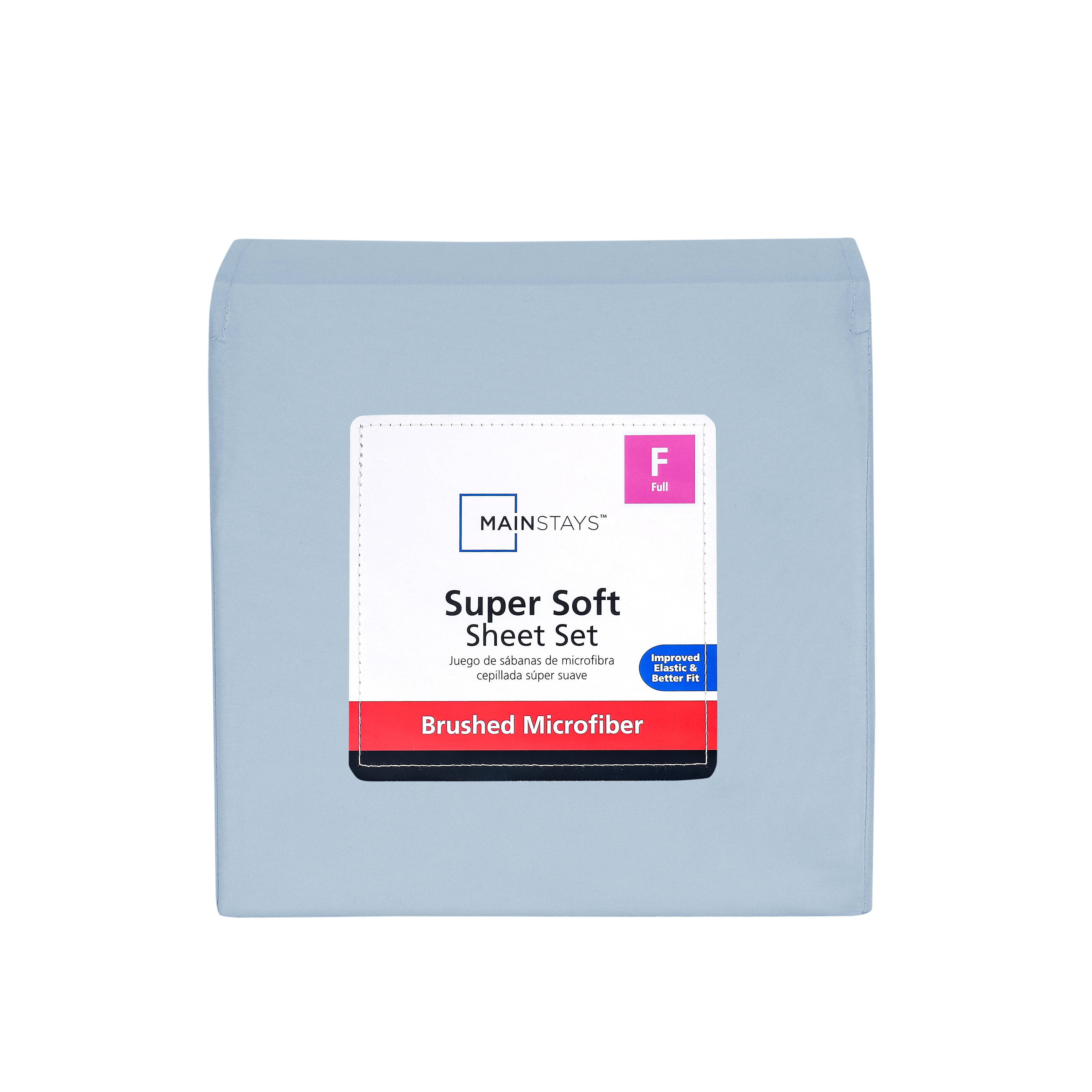 Mainstays Super Soft Brushed Microfiber Bed Sheet Set, Placid Blue, Full, 4 Piece