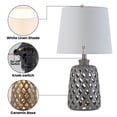 thumbnail image 3 of C Cattleya 20inch Gray Ceramic Table Lamp with Hollow Cut-Out Base, 3-Way Rotary Switch & Fabric Shade, 3 of 8