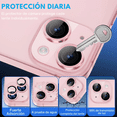 thumbnail image 4 of Mica Aros Cámara Rosa Para iPhone 15/15Plus, Protector de Lente Mica (Aros) compatible con iPhone 15/15Plus - Vidrio Templado y Borde Rosa., 4 of 5