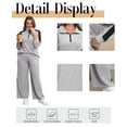 thumbnail image 5 of Cuteduck Women's Plus Size Fall Casual Half Zipper Collar 2-Piece Outfit Set Long Sleeve Wide Leg Pants Pajamas Set Pullover Breathable Lightweight Loungewear 1X-4X, 5 of 7