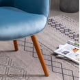 thumbnail image 6 of Modern Accent Armchair with Solid Wood Frame, Velvet Lounge Chair with Tufted Button Cushion and High Backrest for Living Room, Bedroom, Lounge, Blue, 6 of 9