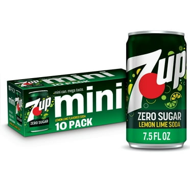 7UP Zero Sugar Lemon Lime Soda Pop, 7.5 fl oz, 10 Pack Cans