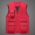 thumbnail image 2 of Krdevn Male Casual Solid Vest Coat Stand Collar Multi Pocket Sleeveless Zipper Pocket Coat Vest,Tank Tops Men,4XL, 2 of 4