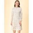 thumbnail image 2 of Vestido A Media Pierna De Leopardo Con Dobladillo Con Volantes Y Manga Larga En La Parte Delantera Con Cuello Redondo Y Cuello Redondo Para Mujer Flores rosa beige M, 2 of 6