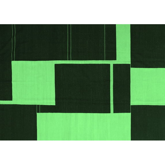 Ahgly Company Indoor Rectangle Abstract Emerald Green Contemporary Area Rugs, 5' x 8'