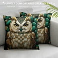 thumbnail image 3 of Orinice Owl Gold Accents Green Rocks Graphic Decorative Cushion Throw Pillow Cover for Home Couch Living Room Bed Sofa Soft and Durable Pillow Covers 1PC 12x12in, 3 of 5