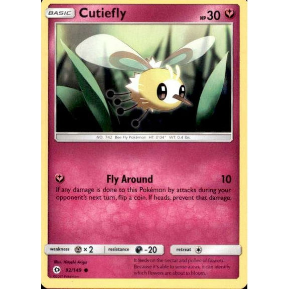 Pokemon Sun & Moon Base Set Common Cutiefly #92