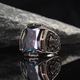 thumbnail image 2 of Roarsilver Mystic Topaz Silver Ring-Mens Handmade Ring-Men's Rings-Gift for Him and Her-925 Rings for Men-Handmade Mystic Topaz Ring-Men's Topaz Ring | 9, 2 of 5