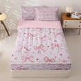 thumbnail image 2 of Homewish Thistle Pink Bow Zipper Twin Comforter Sets with Fitted Sheet and 2 Pillowcases for Kids, Cute Love Heart Zipper Bedding Set, Pink Reversible, 4 Pieces, 2 of 6