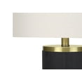 thumbnail image 6 of 24" Modern Table Lamp – Ribbed Black Concrete Base, Gold Accents, Ivory Linen Shade, 3-Way Switch (100W) – Contemporary Lighting for Living Room or Bedroom, 6 of 7