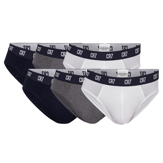 CR7 calzoncillos para hombre, pack de 6 - calzoncillos, logo en la cintura, algodón elástico Blanco/Gris/Azul oscuro 2XL (XX-Large)