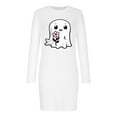 thumbnail image 1 of RKSTN Robes pour Femmes à Capuche Manches Longues Imprimé Halloween Robe Mini Robe Ample, 1 of 2