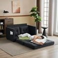 thumbnail image 2 of VINGLI Loveseat Sleeper Convertible Sofa Bed Couch Futon Couches, Black, 2 of 19