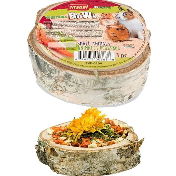 A&E Cage 644148 Vitapol Small Animal Wood Treat Vegtable Bowl - Small