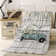 thumbnail image 2 of Truck Daisy Flower Throw Blanket 40" x 50", Lightweight Soft Bed Blanket for Bedroom Living Rooms, Cozy Fleece Comfy Microfiber Throw Blankets for Couch Sofa, Wild Floral Fresh Design Farmhouse Plank, 2 of 6
