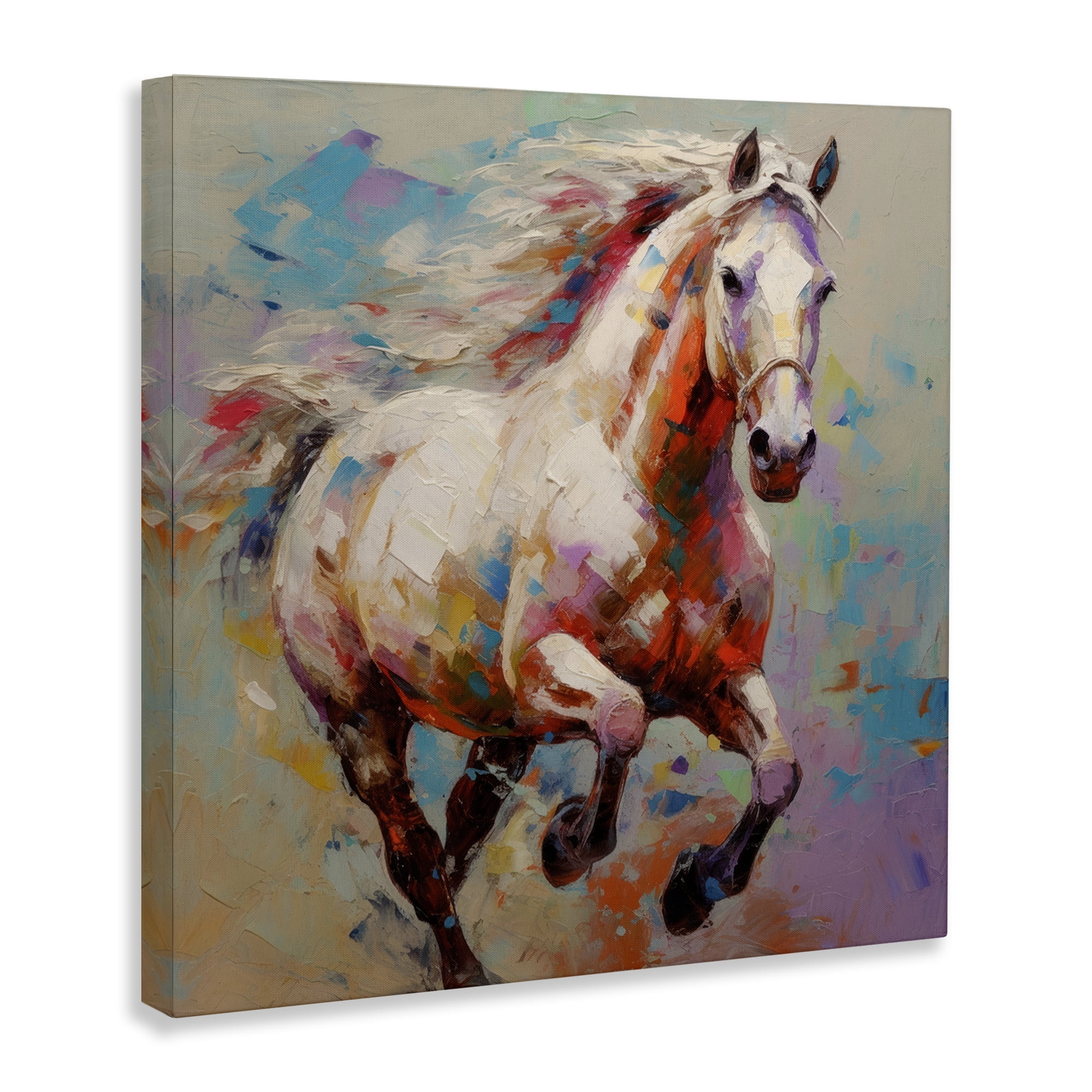 Stupell Industries Trotting Horse Abstraction Animals & Insects Painting Gallery Wrapped Canvas Art Print Wall Art, 17 x 17