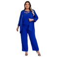 thumbnail image 3 of iiniim Womens Elegant Wedding Guest Pants Suit 3 Piece Set Formal Chiffon Lace Evening Party Outfit Size S-5XL A Blue 3XL, 3 of 7