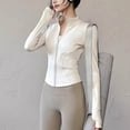 thumbnail image 3 of Womens Zip Up Workout Jacket Lightweight Slim Fit Stretch Athletic Jacket Cropped Running Gym Tops with Thumb Holes, 3 of 3