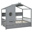 thumbnail image 3 of Bellemave Full House Bed with Trundle and Storage Shelves, Wood Full Size Montessori Bed Frame with Roof and Window, Playhouse Bed for Bedroom (Gray), 3 of 9