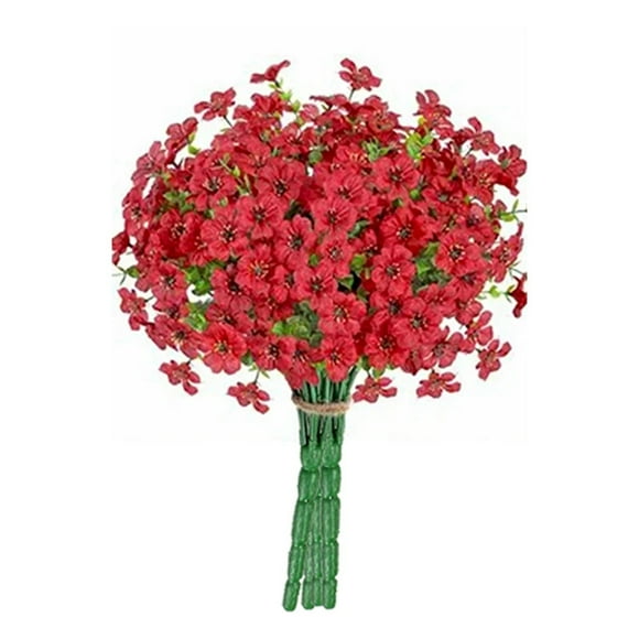 Artificial Flower Red, Submarinen Flowers Artificial Outdoor Flower & Realistic Flowers Plant for Outside Home Indoor Planter Yard, a Bunch of Red Artificial Flowers