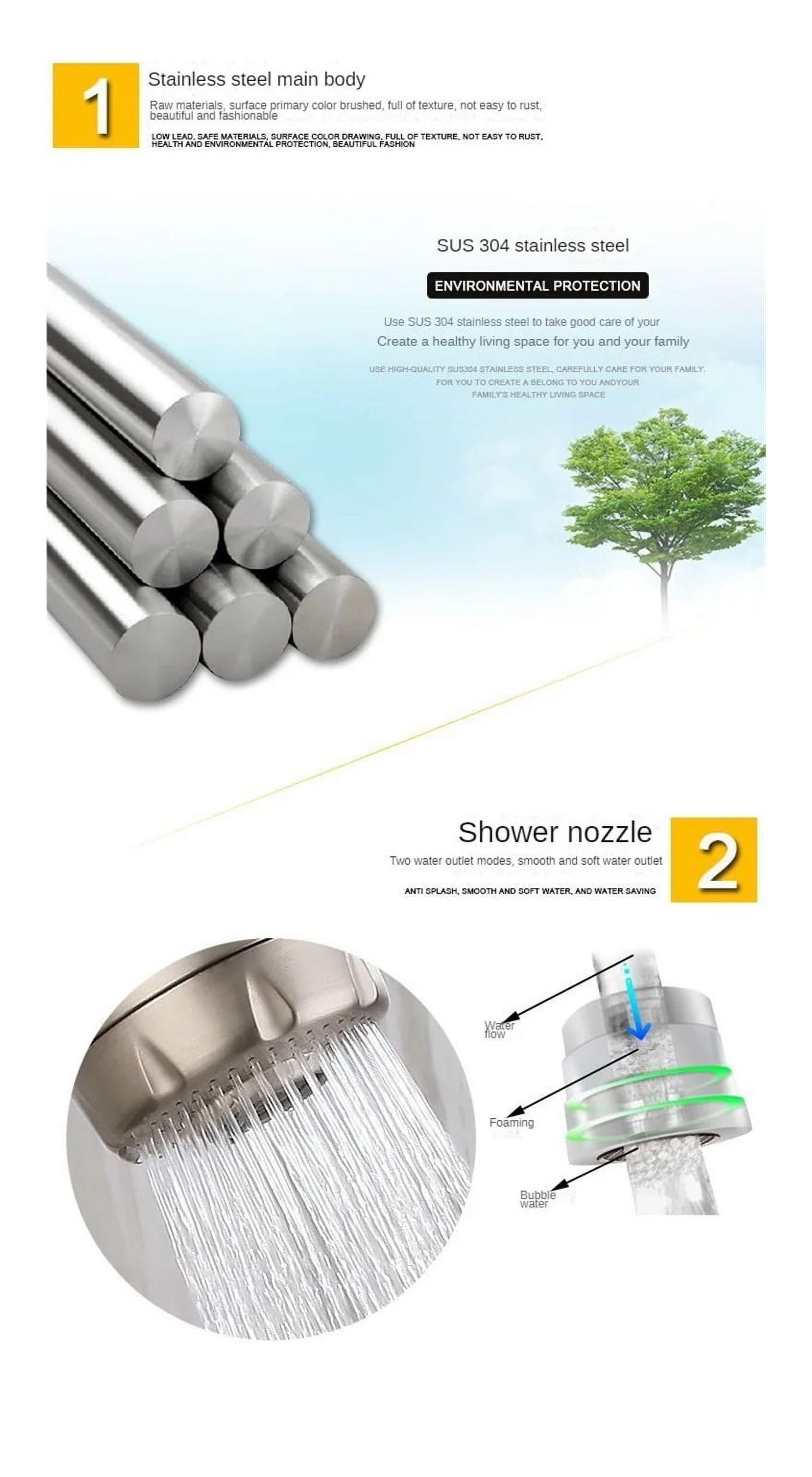 304 Stainless Steel Into Wall Hot And Cold, Double Hole Sink Universal Pipe Shower Water Rotary Kitchen Faucet ,Leakproof Design