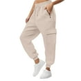 thumbnail image 6 of BODOAO Women's Sweatpants Baggy Cotton High Waisted Cinch Bottom Joggers with Pockets Casual Cute Lounge Workout Sweat Pants Thin Loose Sweatpants Comfortable Pants with Pockets Sweatpants Beige L, 6 of 9