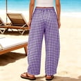 thumbnail image 7 of hoksml Women's Gingham Wide Leg Pants Drawstring Elastic Waist Plaid Lounge Trousers with Pockets for Lounge Daily Casual Wear, 7 of 7