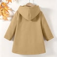thumbnail image 4 of Girls Hooded Wool Blend Coat Long Sleeve Single Breasted Mid Length Overcoat with Patch Pockets Khaki 6-7 Years, 4 of 9