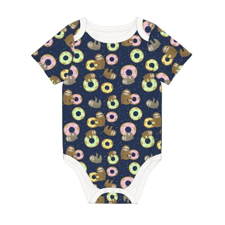 

Matuu Sloth with Donuts for Baby Short-Sleeve Bodysuit Soft Cotton Comfortable and Breathable Perfect for Newborns and Infants