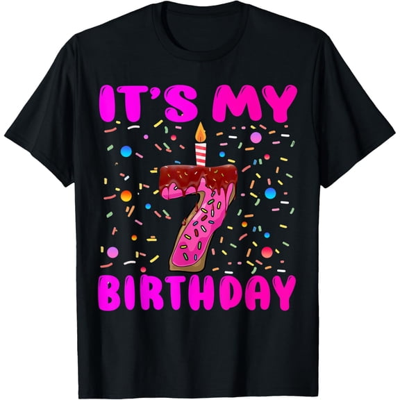 It's My 7th Birthday Girl Doughnut Happy 7 Years Old Kids T-Shirt