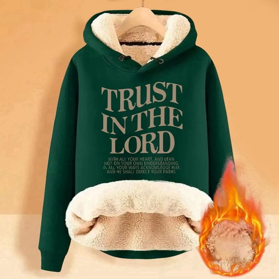 Women's Autumn/Winter Comfort Printed Lined Thick Thermal Hooded Sweatshirt Top Pocket Sleeve Zip Front Sweatshirt Full Zip Hoodies for Women Heavy Womens Sweatshirt Hoodie Pocket Jacket Tunic Women