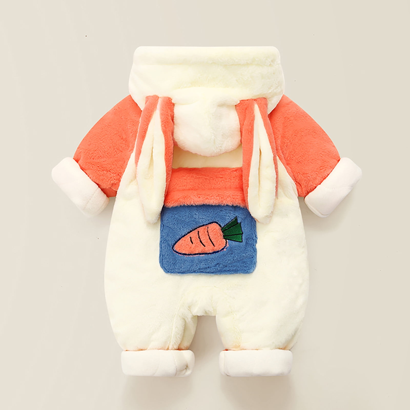 Odeerbi Infant Boys Girls Winter Thermal Fleece Jumpsuit Romper Baby Keep Warm Bodysuit Long Sleeve Onesie Crawling Clothes Infant Clothes Orange