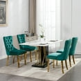 thumbnail image 3 of ODUSE-DAILY Green Velvet Dining Chairs Set of 6, Kitchen & Dining Room Chairs, Nailheads Tufted, Sillas De Comedor, Fabric Upholstered, Golden Metal Legs (Green, 6 Pcs), 3 of 12