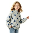 thumbnail image 3 of WOYY Toddler Girls Polka Dot Sweatshirt Casual Neck Loose Pullover Top, Grey, 3 of 5