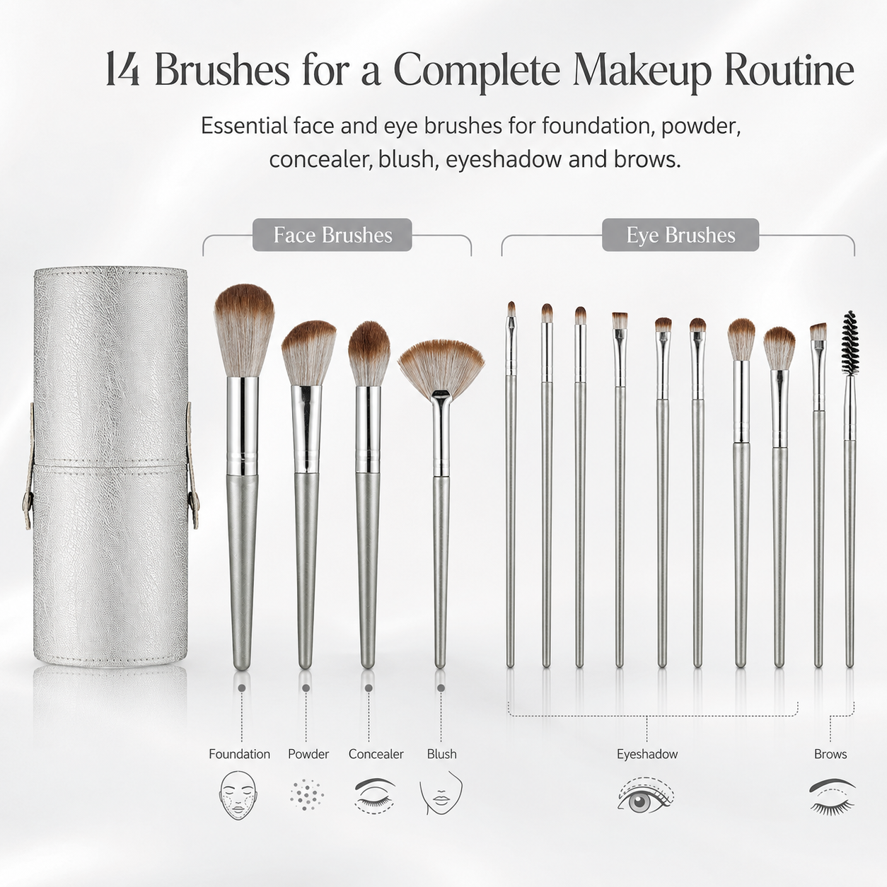 Niuta 14-Piece Professional Makeup Brush Set with Storage Cup photo 7