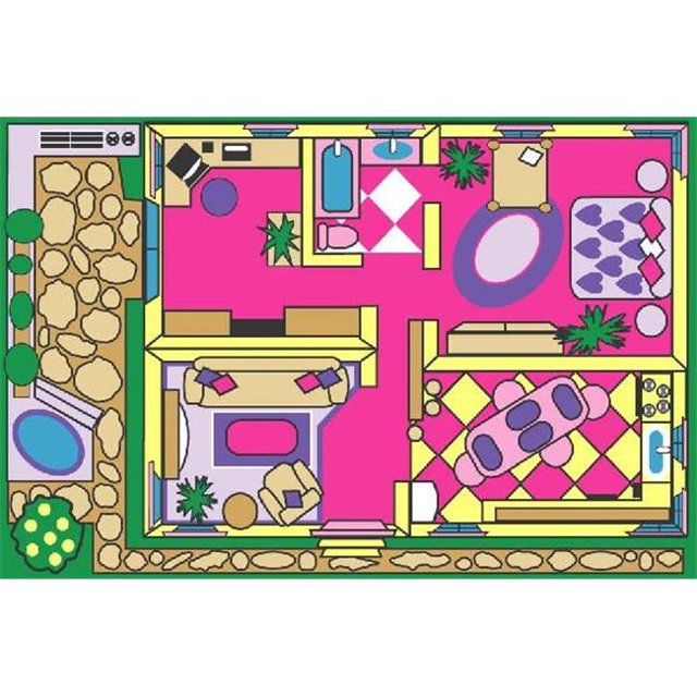 LA Rug FT-057 5178 Maison de poup-e Fun Time - Multicolore