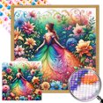 thumbnail image 1 of Pintura de diamante 5D DIY taladro redondo completo parcial AB niñas y flores Kit35x35cm, 1 of 9
